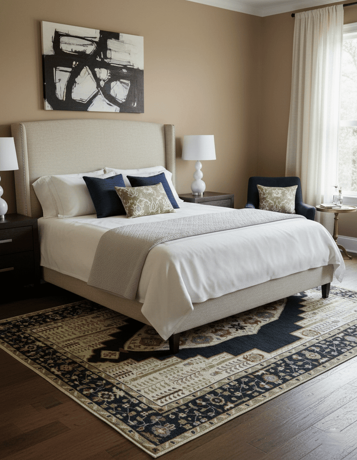 Custom Made Black And Ivory Traditional Serapi Design Hand Knotted Wool Rug - The Rug Decor