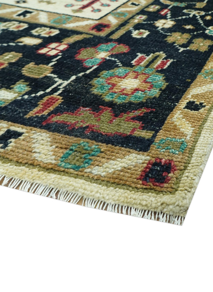 Custom Made Black And Ivory Traditional Serapi Design Hand Knotted Wool Rug - The Rug Decor