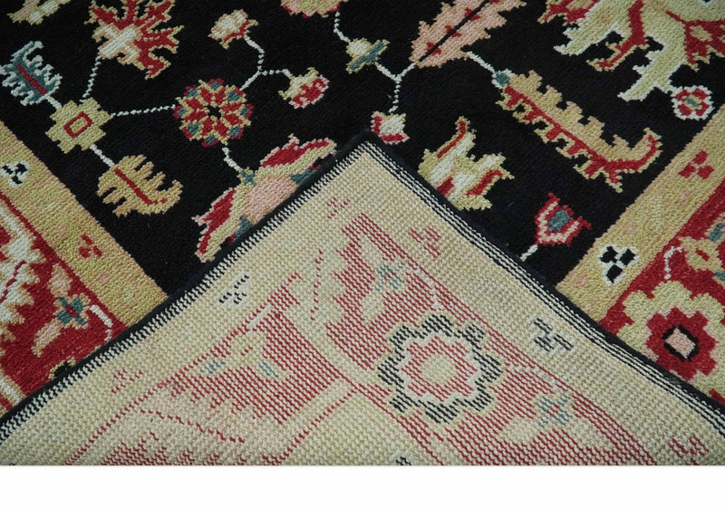 Custom Made Black, Rust, and Olive Traditional Oriental Hand Knotted Wool Area Rug - The Rug Decor