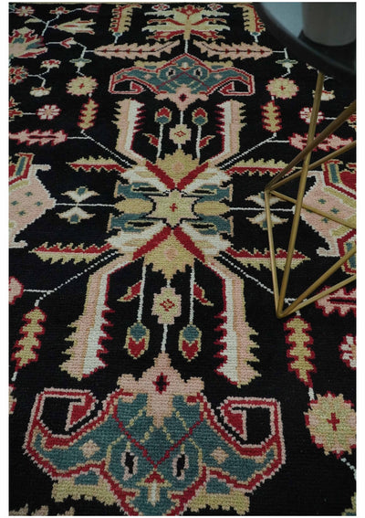 Custom Made Black, Rust, and Olive Traditional Oriental Hand Knotted Wool Area Rug - The Rug Decor