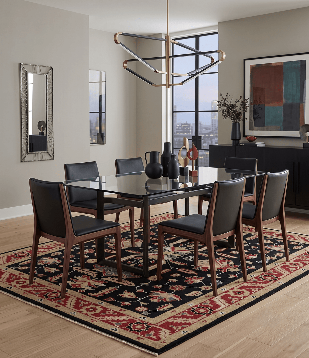 Custom Made Black, Rust, and Olive Traditional Oriental Hand Knotted Wool Area Rug - The Rug Decor