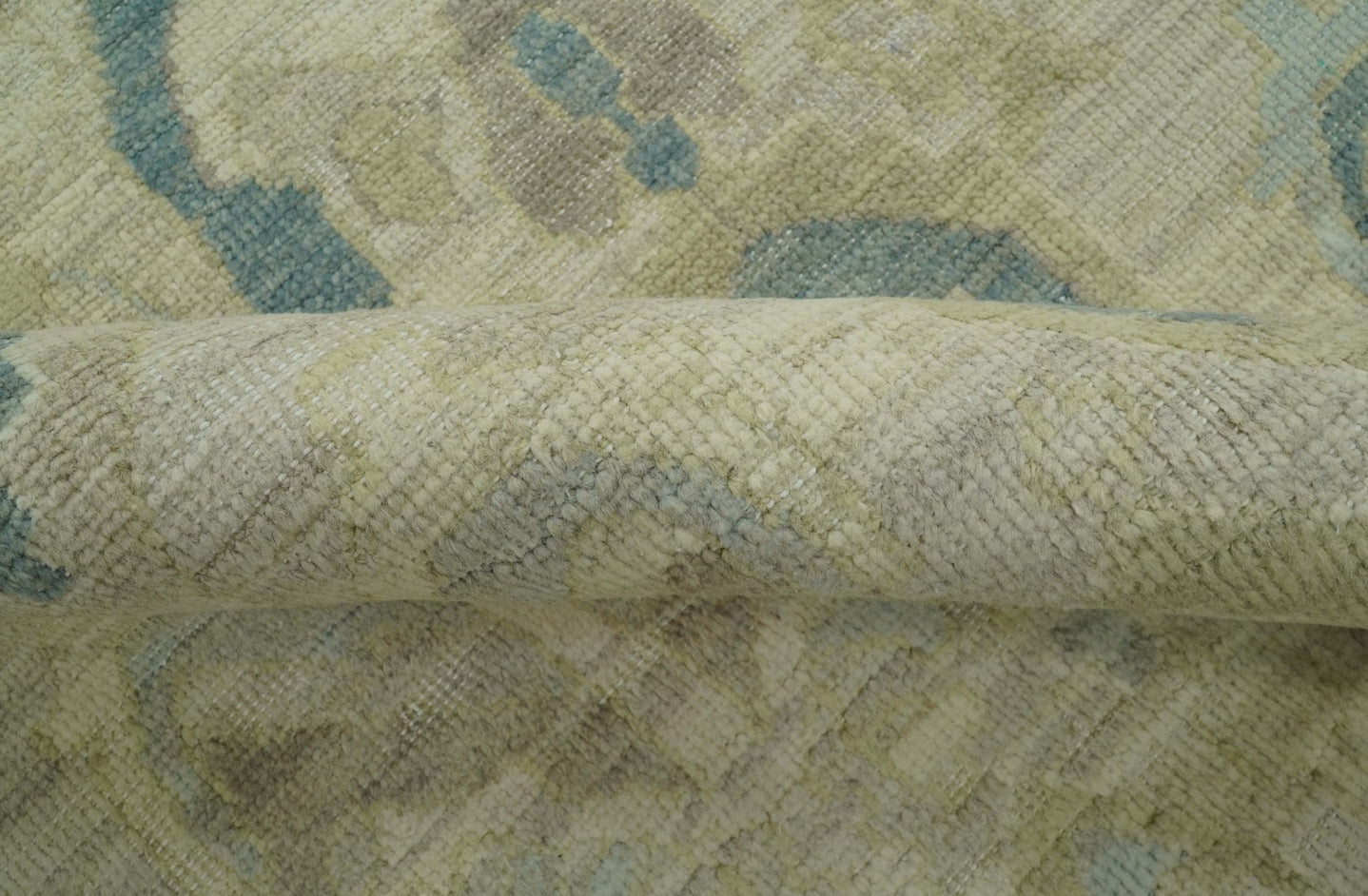 Custom Made Blue And Beige Modern Ikat Design Hand Knotted Wool Area Rug - The Rug Decor