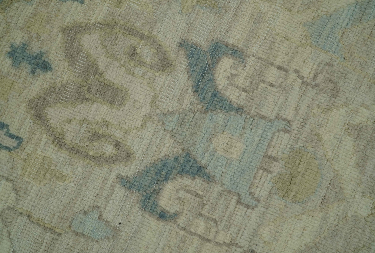 Custom Made Blue And Beige Modern Ikat Design Hand Knotted Wool Area Rug - The Rug Decor