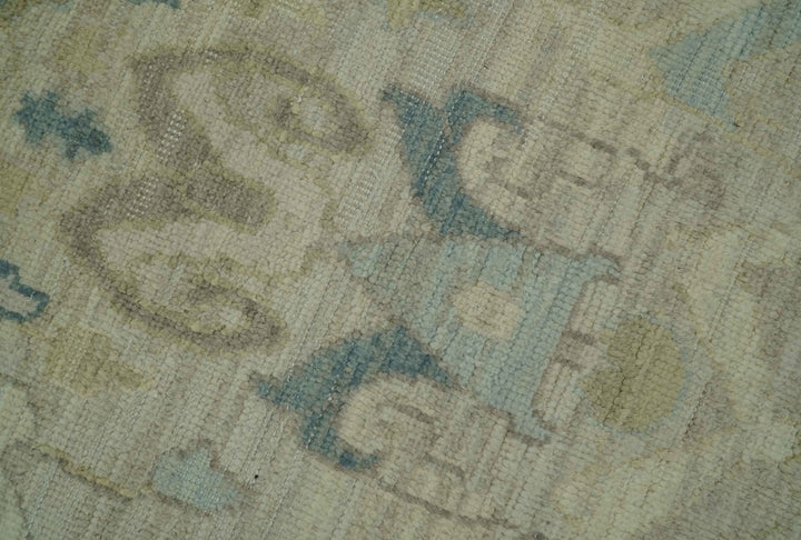 Custom Made Blue And Beige Modern Ikat Design Hand Knotted Wool Area Rug - The Rug Decor