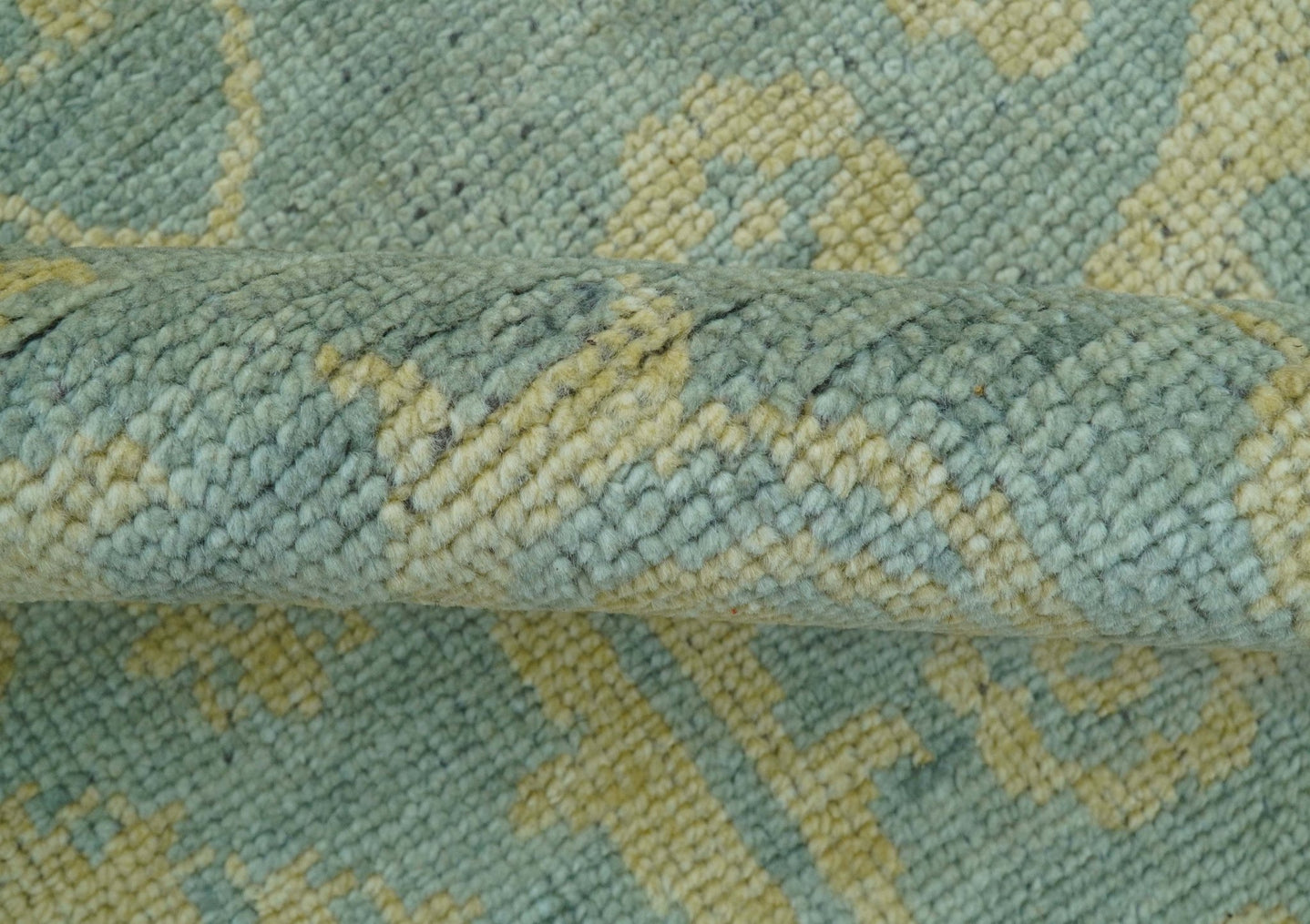 Custom Made Blue And Beige Traditional Floral Hand Knotted Wool Rug - The Rug Decor