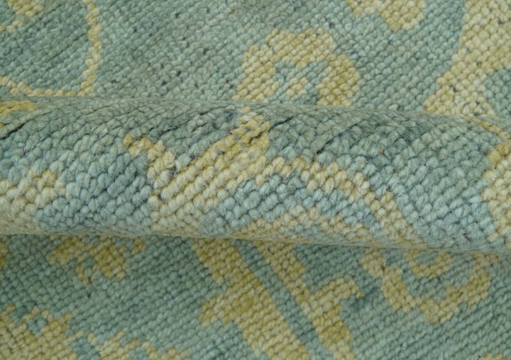 Custom Made Blue And Beige Traditional Floral Hand Knotted Wool Rug - The Rug Decor