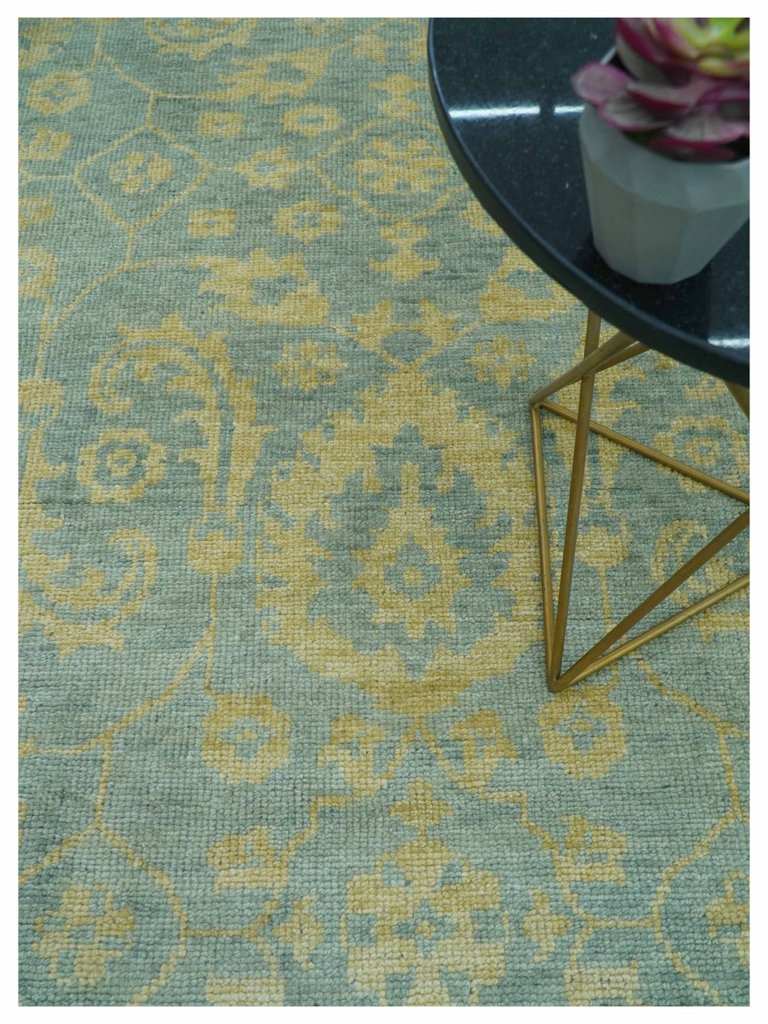 Custom Made Blue And Beige Traditional Floral Hand Knotted Wool Rug - The Rug Decor