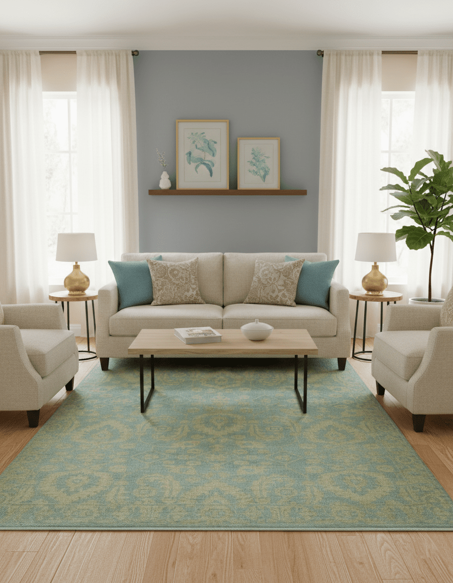 Custom Made Blue And Beige Traditional Floral Hand Knotted Wool Rug - The Rug Decor