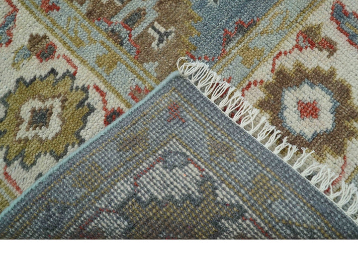 Custom Made Blue And Beige Traditional Hand Knotted Wool Area Rug - The Rug Decor