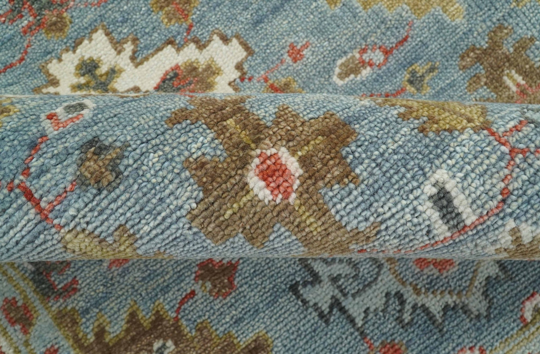 Custom Made Blue And Beige Traditional Hand Knotted Wool Area Rug - The Rug Decor