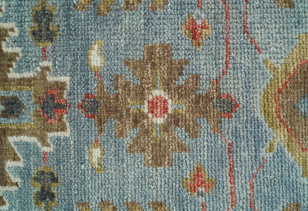 Custom Made Blue And Beige Traditional Hand Knotted Wool Area Rug - The Rug Decor