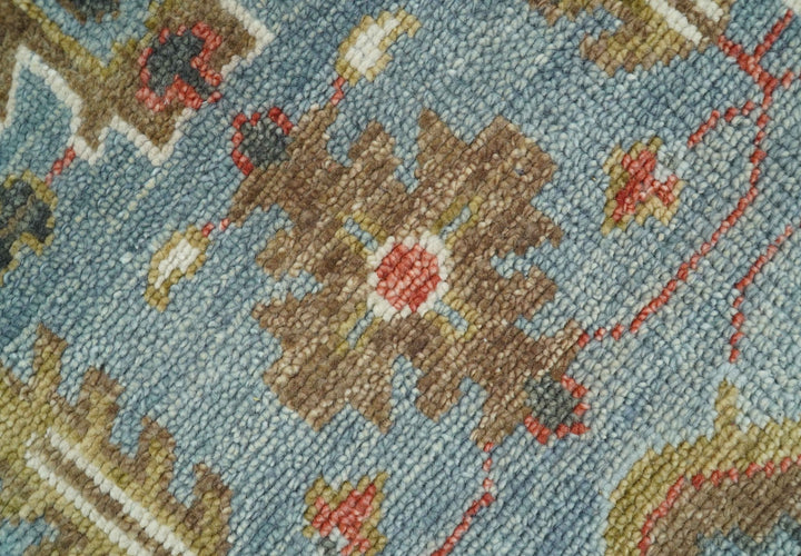 Custom Made Blue And Beige Traditional Hand Knotted Wool Area Rug - The Rug Decor