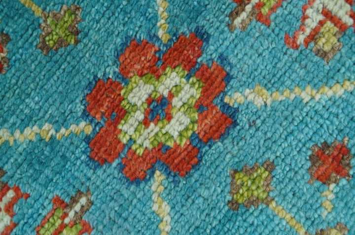 Custom Made Blue And Brown Traditional Floral Hand Knotted Wool Rug - The Rug Decor