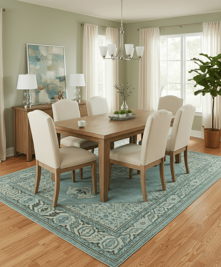 Custom Made Blue And Gray Traditional Medallion Hand Knotted Wool Rug - The Rug Decor