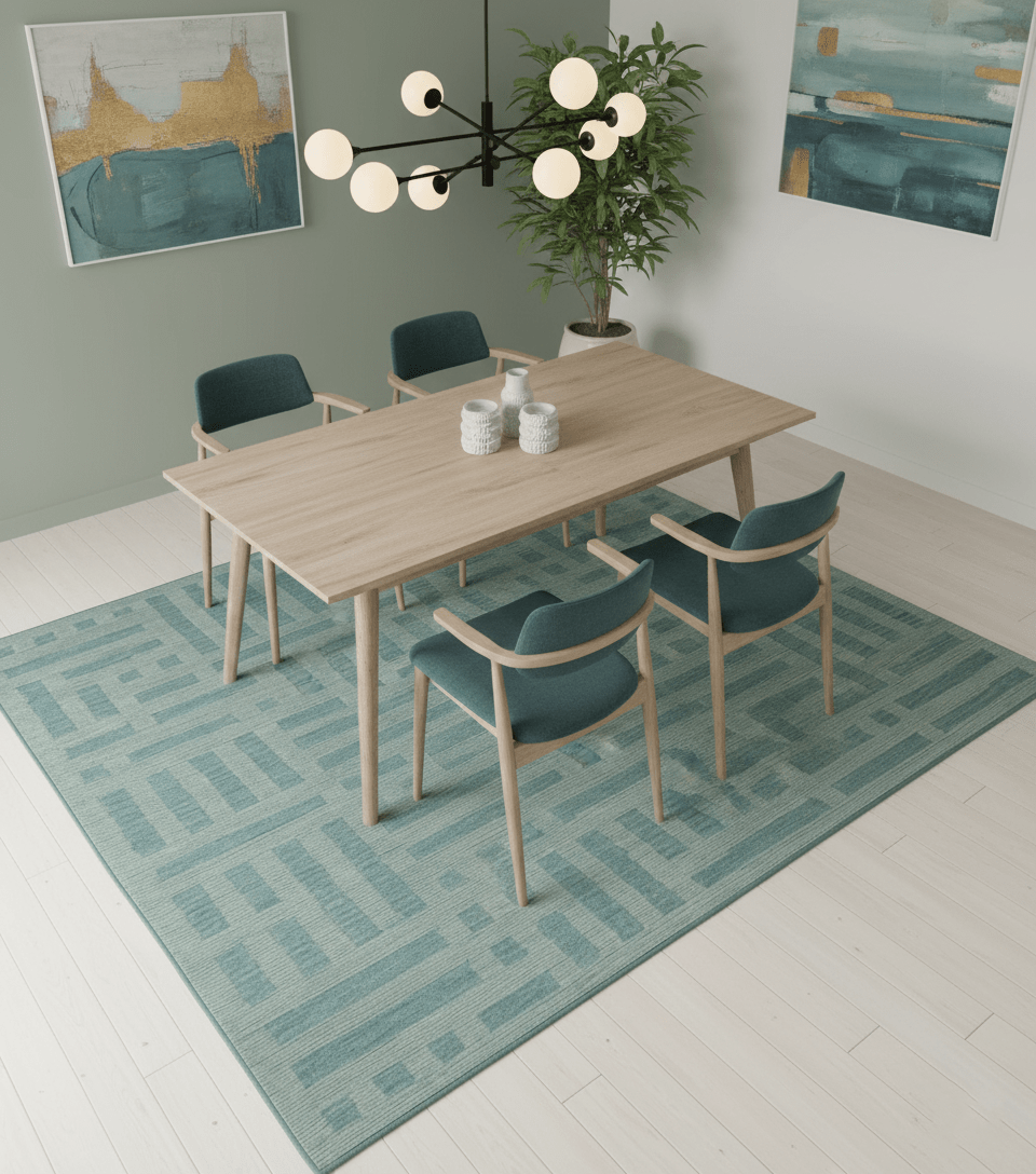 Custom Made Blue And Ivory Modern Abstract Pattern Hand Tufted Wool Area Rug - The Rug Decor