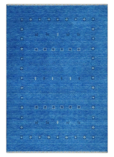 Custom Made Blue and Ivory Stripes Design Hand loom wool Area Rug - The Rug Decor