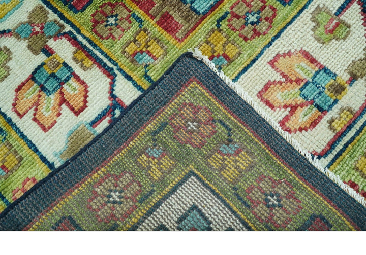 Custom Made Blue And Olive Traditional Medallion Hand Knotted Wool Rug - The Rug Decor