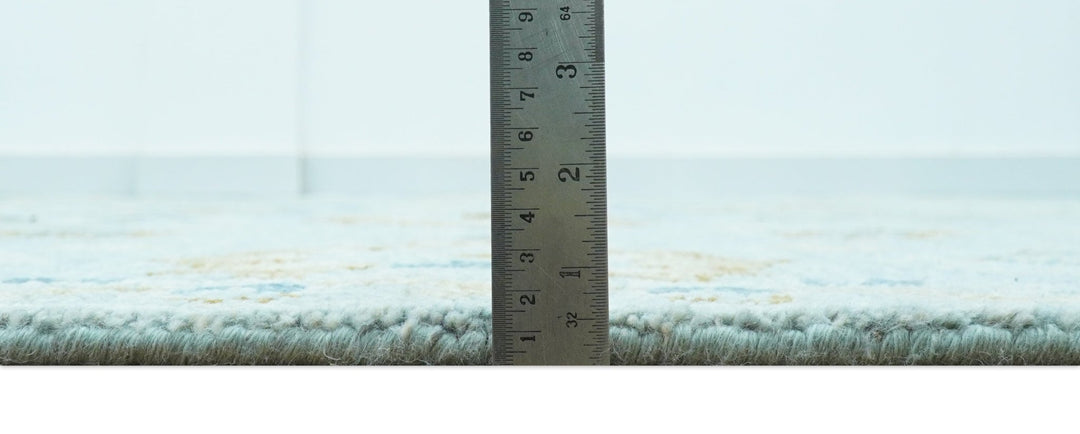 Custom Made Blue And Olive Traditional Oriental Design Hand knotted Wool Area Rug - The Rug Decor