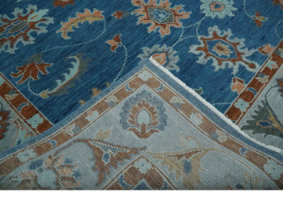 Custom Made Blue and Silver Hand knotted colorful Traditional Oushak wool Area Rug - The Rug Decor