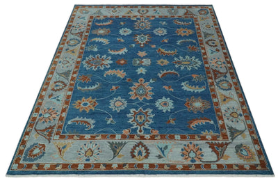 Custom Made Blue and Silver Hand knotted colorful Traditional Oushak wool Area Rug - The Rug Decor