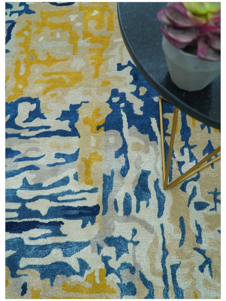 Custom Made Blue Modern Abstract Design Hand Tufted Area Rug - The Rug Decor
