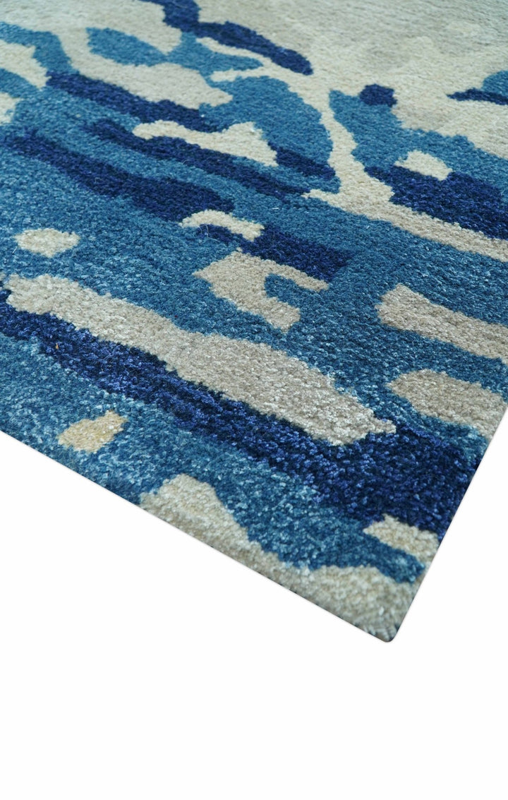 Custom Made Blue Modern Abstract Design Hand Tufted Area Rug - The Rug Decor