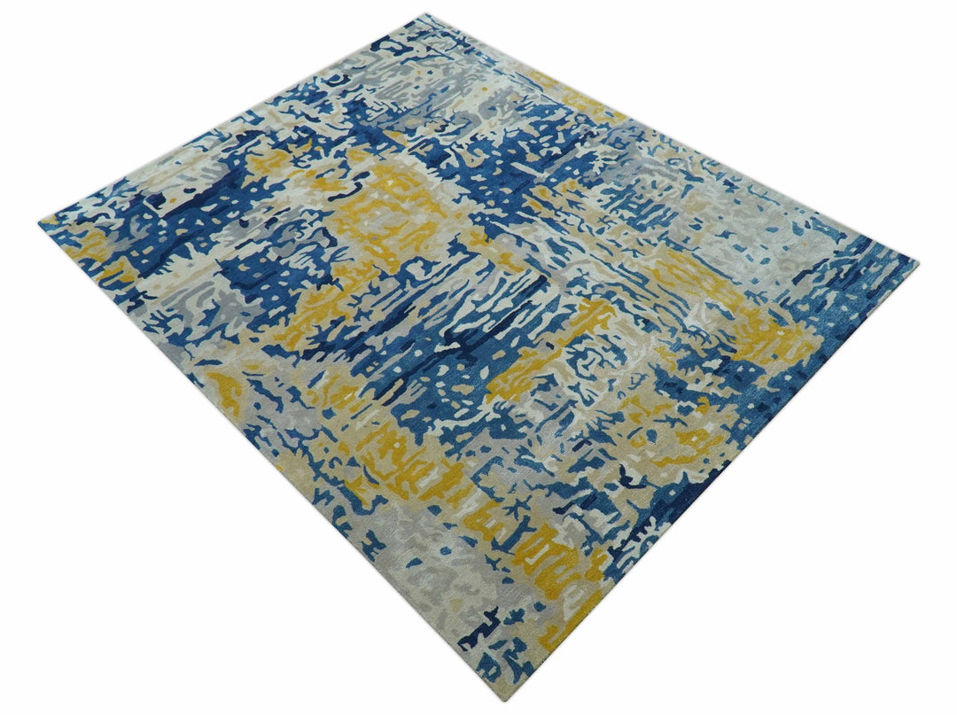 Custom Made Blue Modern Abstract Design Hand Tufted Area Rug - The Rug Decor