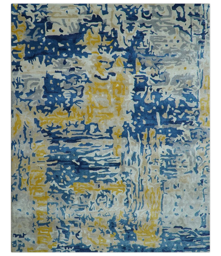Custom Made Blue Modern Abstract Design Hand Tufted Area Rug - The Rug Decor