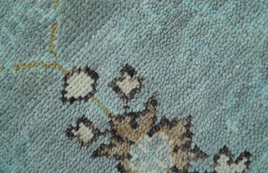 Custom Made Blue Modern Oushak Hand Knotted Wool Rug - The Rug Decor
