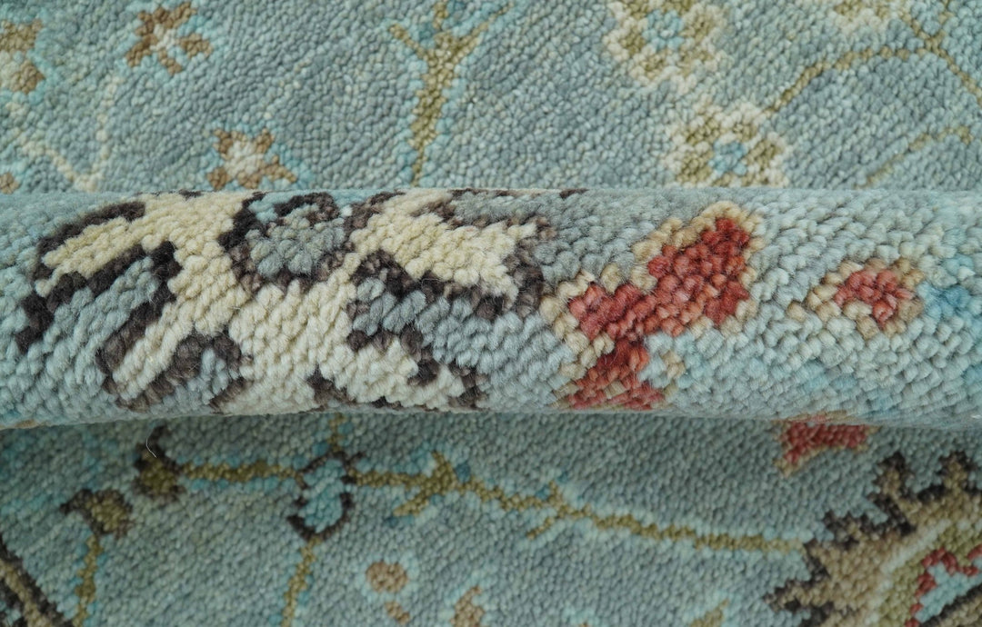Custom Made Blue Modern Oushak Hand Knotted Wool Rug - The Rug Decor