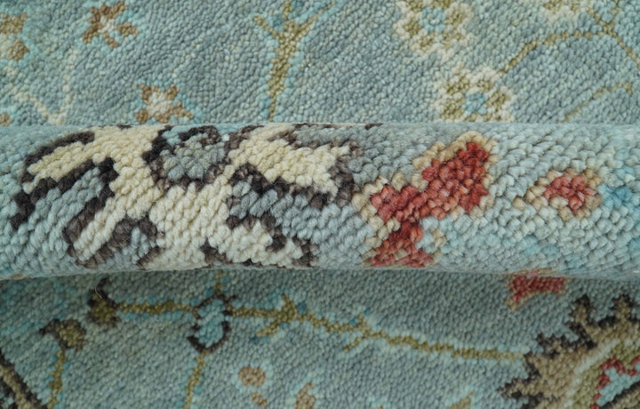 Custom Made Blue Modern Oushak Hand Knotted Wool Rug - The Rug Decor