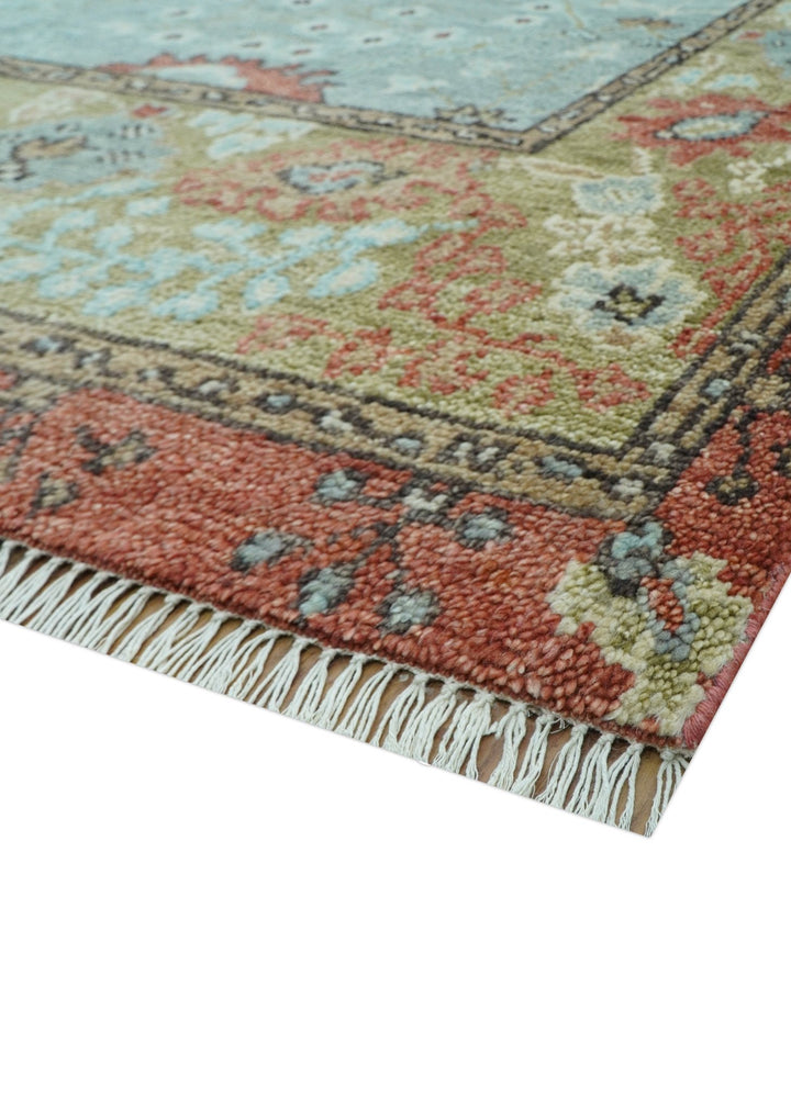 Custom Made Blue Modern Oushak Hand Knotted Wool Rug - The Rug Decor