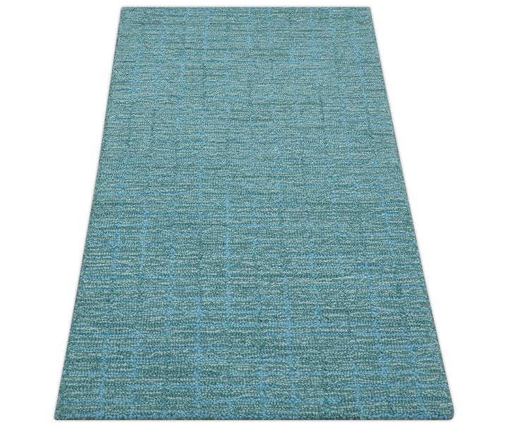 Custom Made Blue Modern Style Hand Tufted Wool Rug - The Rug Decor
