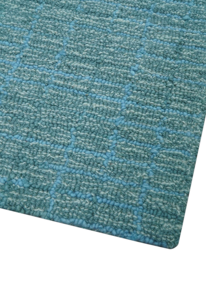 Custom Made Blue Modern Style Hand Tufted Wool Rug - The Rug Decor