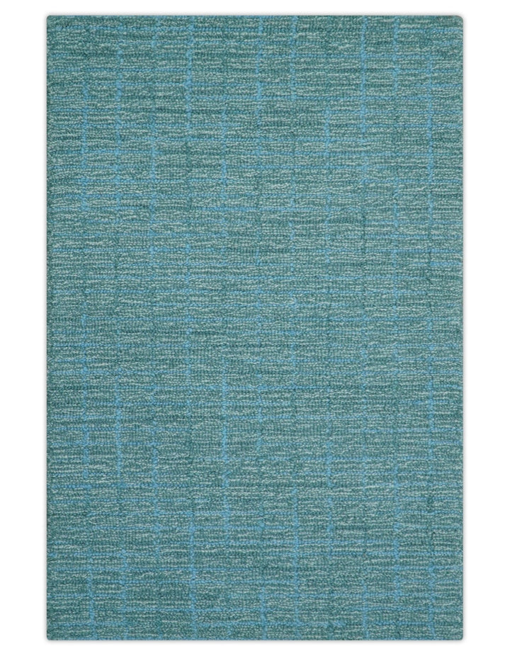Custom Made Blue Modern Style Hand Tufted Wool Rug - The Rug Decor