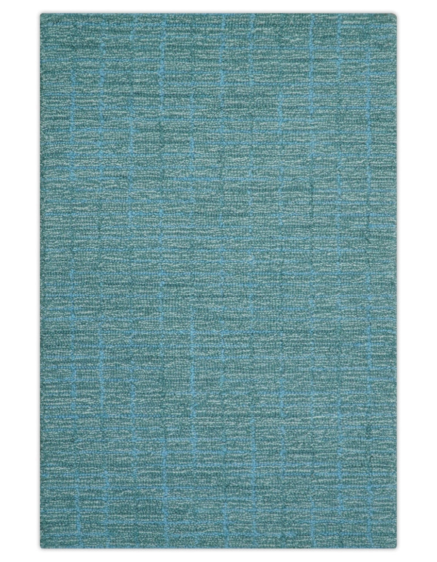 Custom Made Blue Modern Style Hand Tufted Wool Rug - The Rug Decor