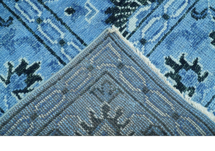 Custom Made Blue Traditional Persian Design Hand Knotted Wool Rug - The Rug Decor