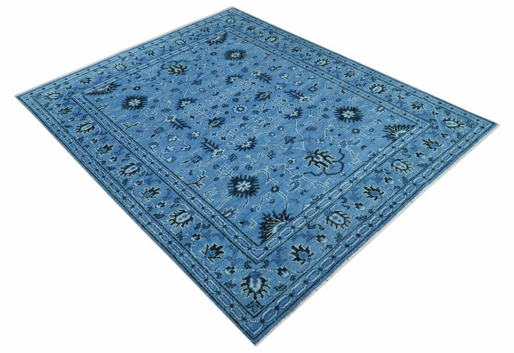 Custom Made Blue Traditional Persian Design Hand Knotted Wool Rug - The Rug Decor