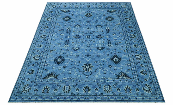 Custom Made Blue Traditional Persian Design Hand Knotted Wool Rug - The Rug Decor