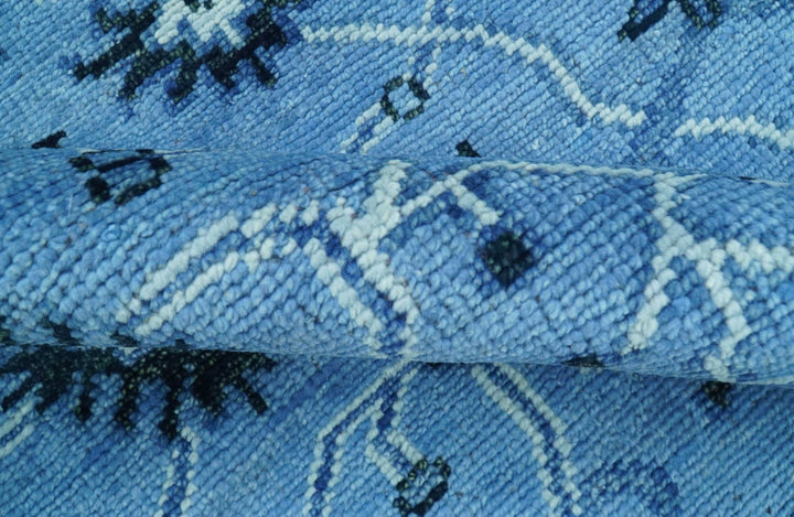 Custom Made Blue Traditional Persian Design Hand Knotted Wool Rug - The Rug Decor