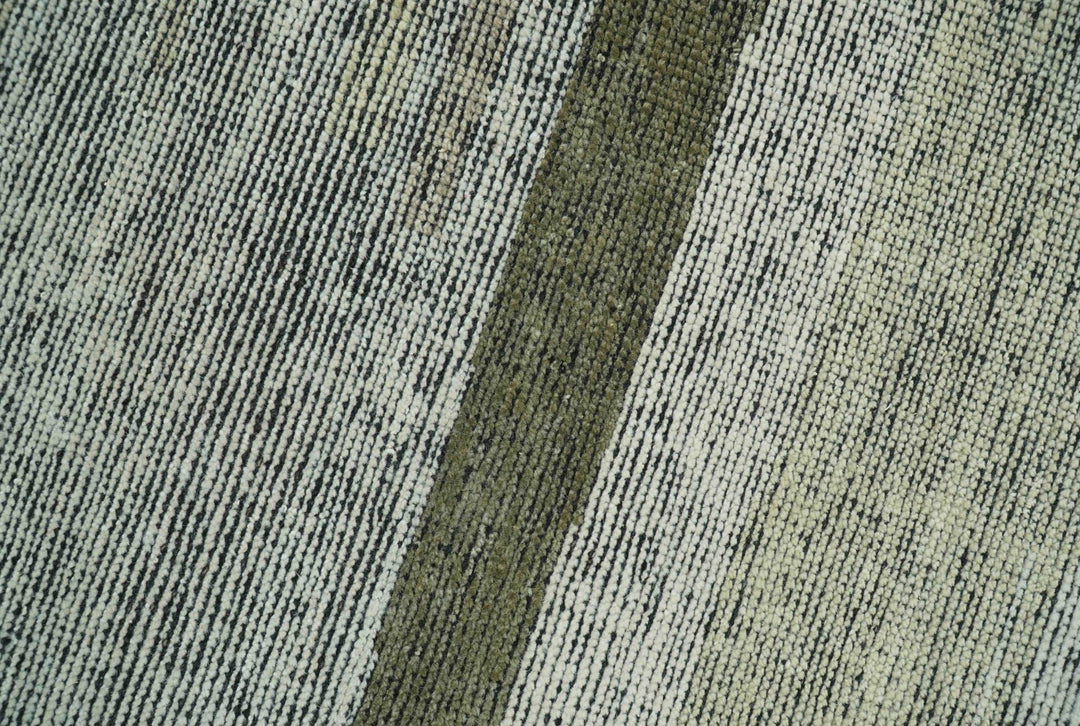 Custom Made Brown and Beige Contemporary Design Hand knotted Wool Area Rug - The Rug Decor