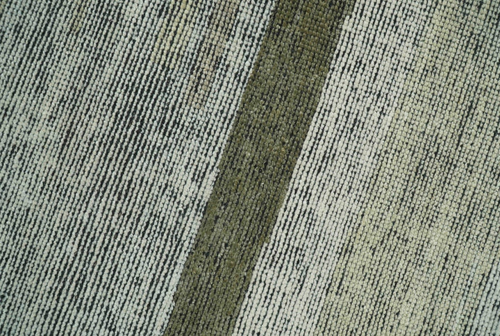 Custom Made Brown and Beige Contemporary Design Hand knotted Wool Area Rug - The Rug Decor