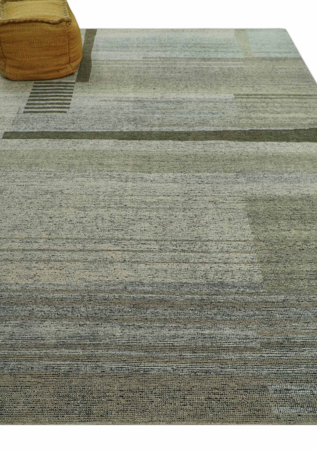 Custom Made Brown and Beige Contemporary Design Hand knotted Wool Area Rug - The Rug Decor