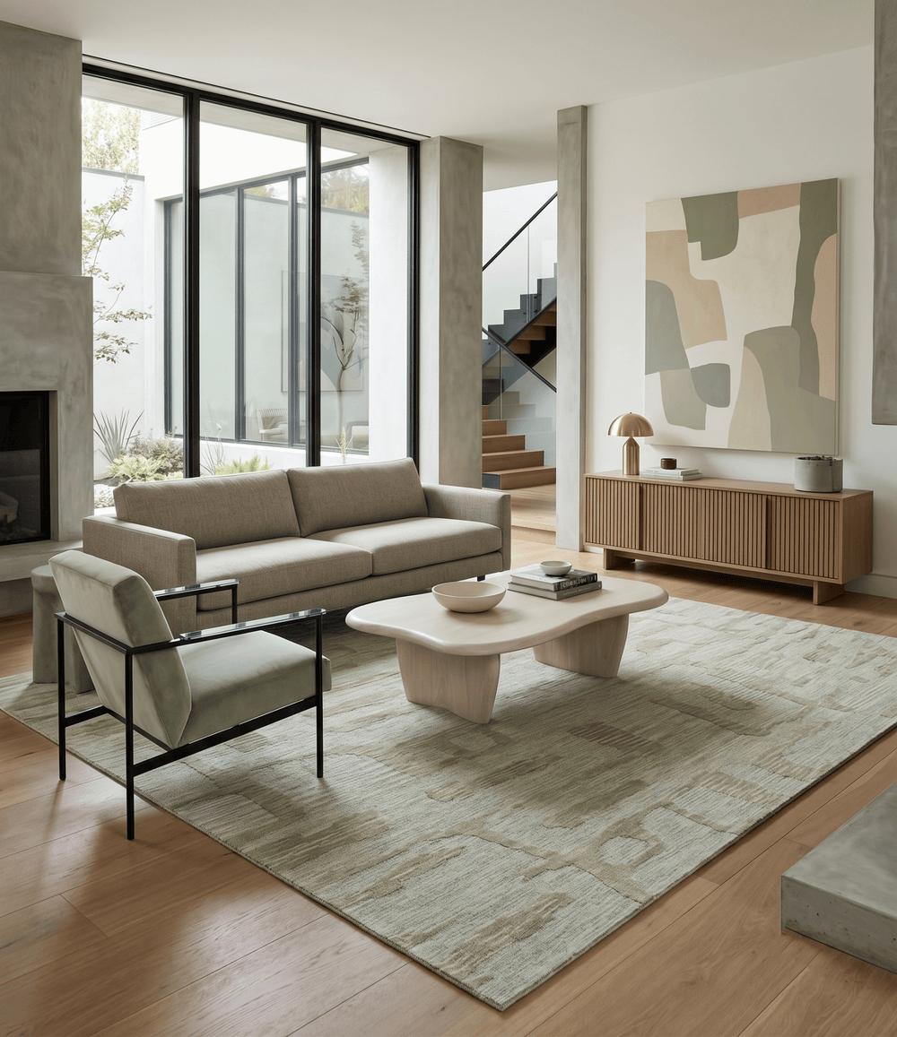 Custom Made brown And Ivory Modern Abstract Pattern Hand Tufted Wool Area Rug - The Rug Decor