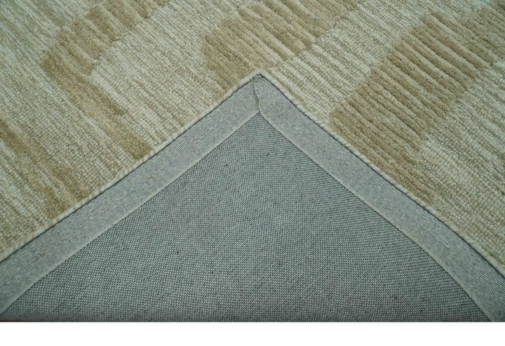 Custom Made brown And Ivory Modern Abstract Pattern Hand Tufted Wool Area Rug - The Rug Decor