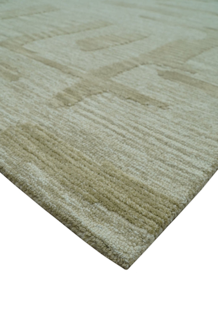Custom Made brown And Ivory Modern Abstract Pattern Hand Tufted Wool Area Rug - The Rug Decor