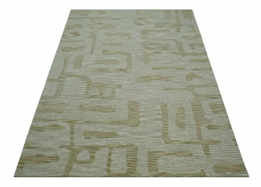 Custom Made brown And Ivory Modern Abstract Pattern Hand Tufted Wool Area Rug - The Rug Decor
