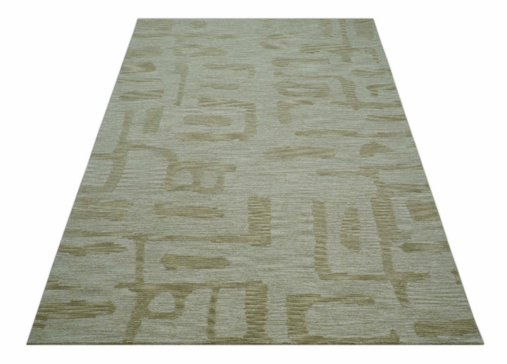 Custom Made brown And Ivory Modern Abstract Pattern Hand Tufted Wool Area Rug - The Rug Decor