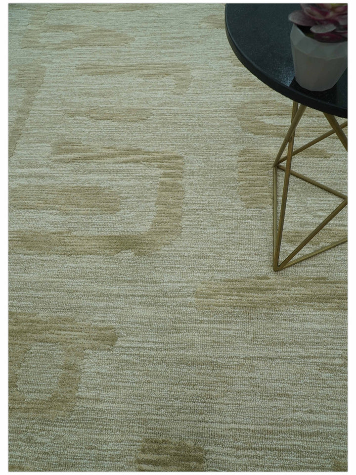 Custom Made brown And Ivory Modern Abstract Pattern Hand Tufted Wool Area Rug - The Rug Decor