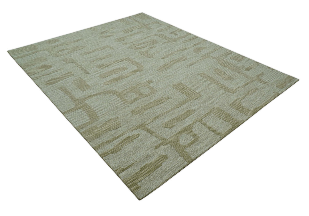 Custom Made brown And Ivory Modern Abstract Pattern Hand Tufted Wool Area Rug - The Rug Decor